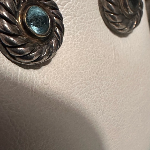 David Yurman Silver Topaz Cookie Stud  Earrings - Picture 8 of 8